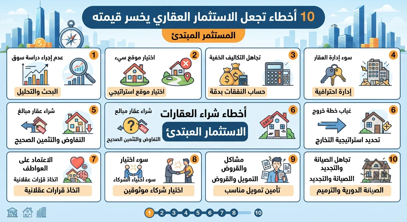 10 أخطاء تجعل الاستثمار العقاري يخسر قيمته