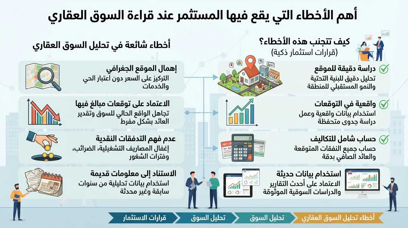 أهم الأخطاء التي يقع فيها المستثمر عند قراءة السوق العقاري