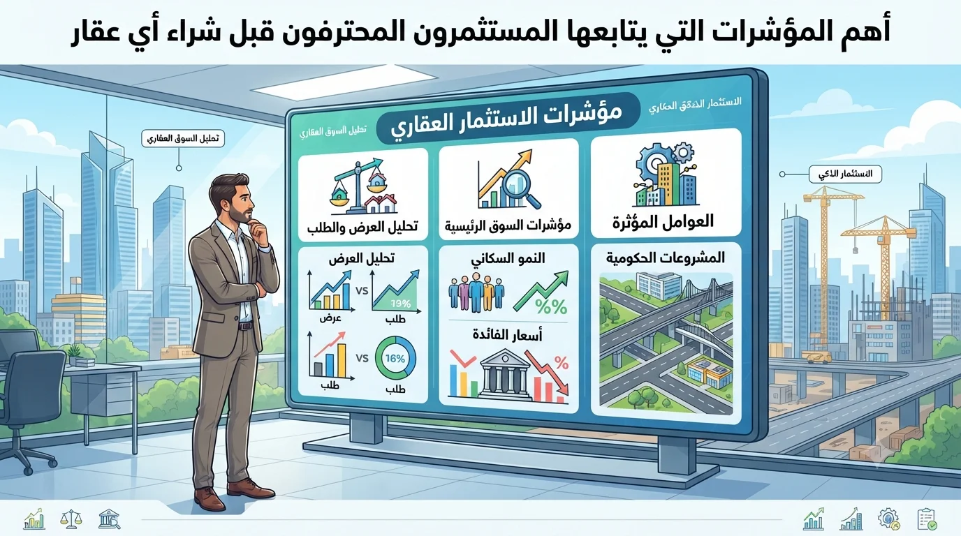 أهم المؤشرات التي يتابعها المستثمرون المحترفون قبل شراء أي عقار
