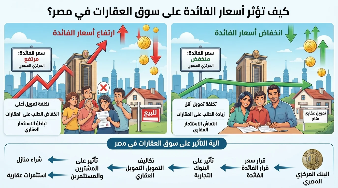 كيف تؤثر أسعار الفائدة على سوق العقارات في مصر؟كيف تؤثر أسعار الفائدة على سوق العقارات في مصر؟