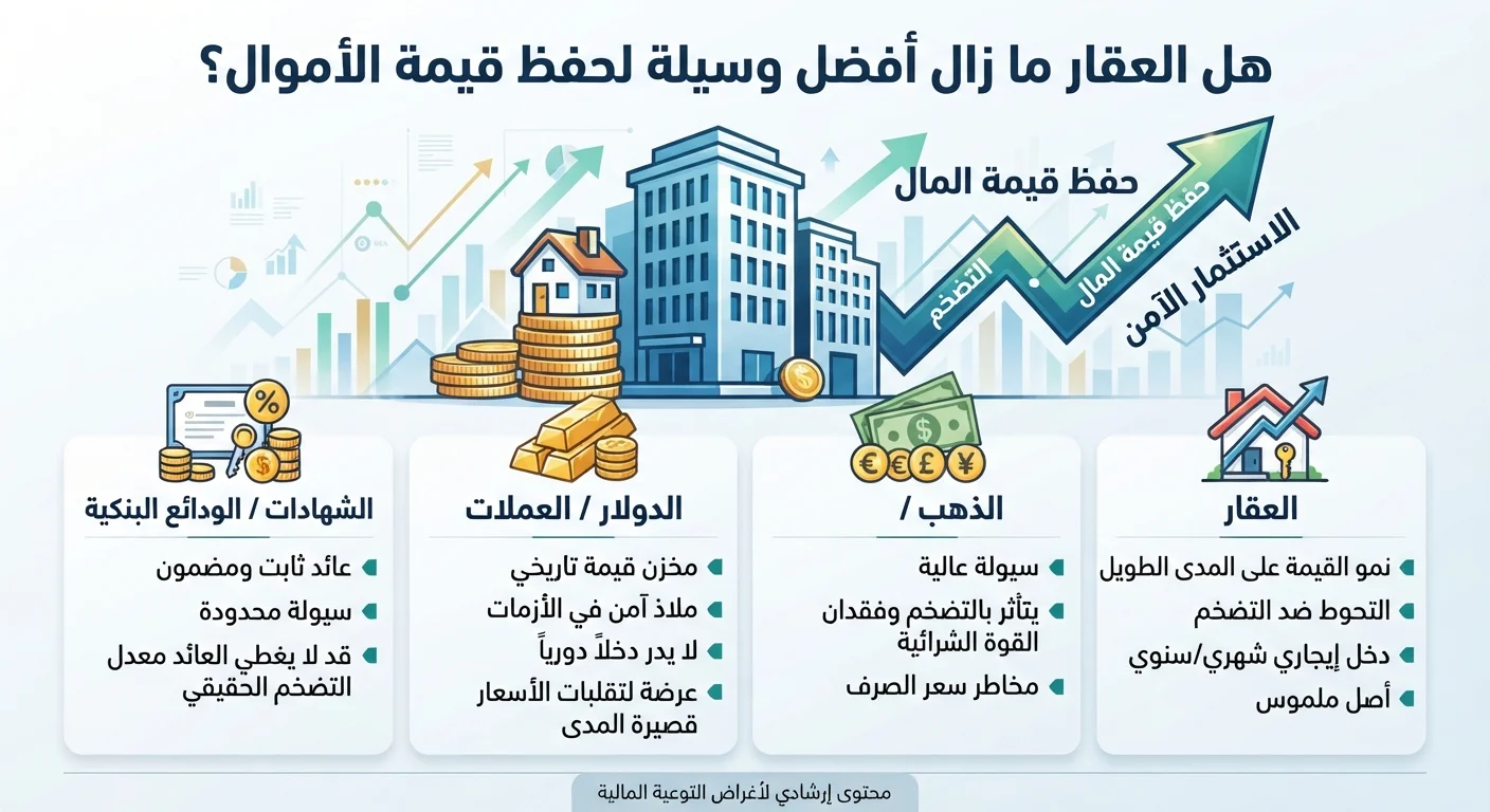هل العقار ما زال أفضل وسيلة لحفظ قيمة الأموال؟