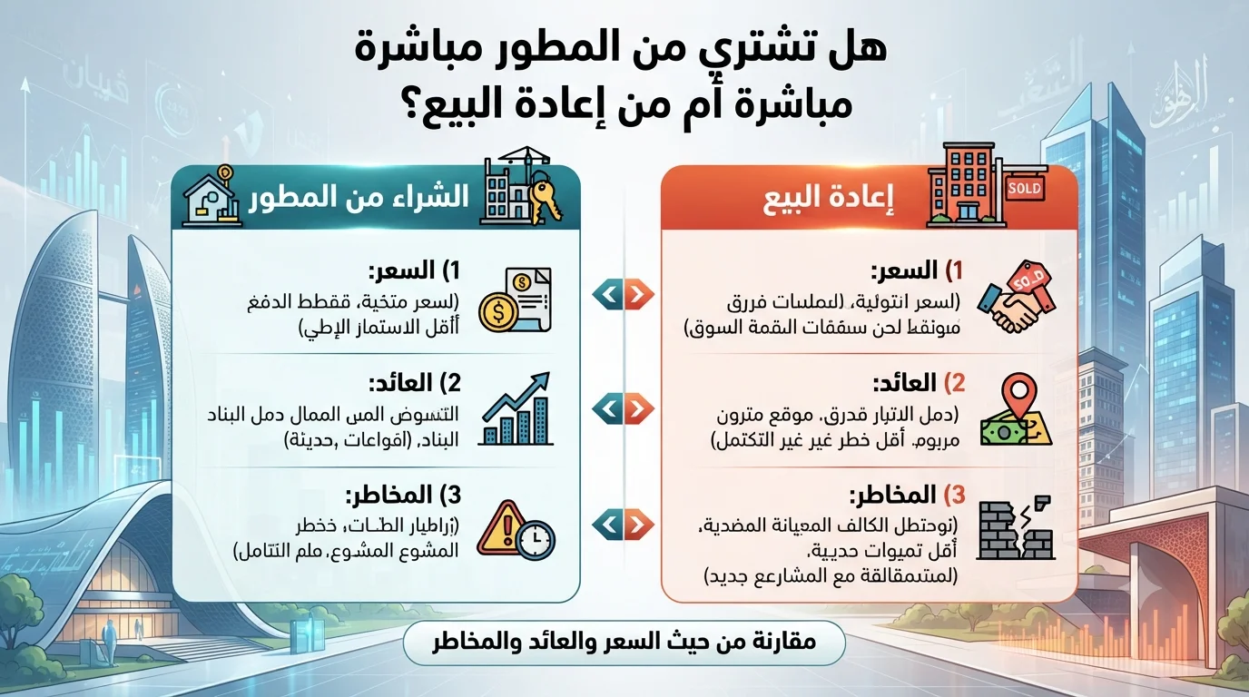 هل تشتري من المطور مباشرة أم من إعادة البيع؟